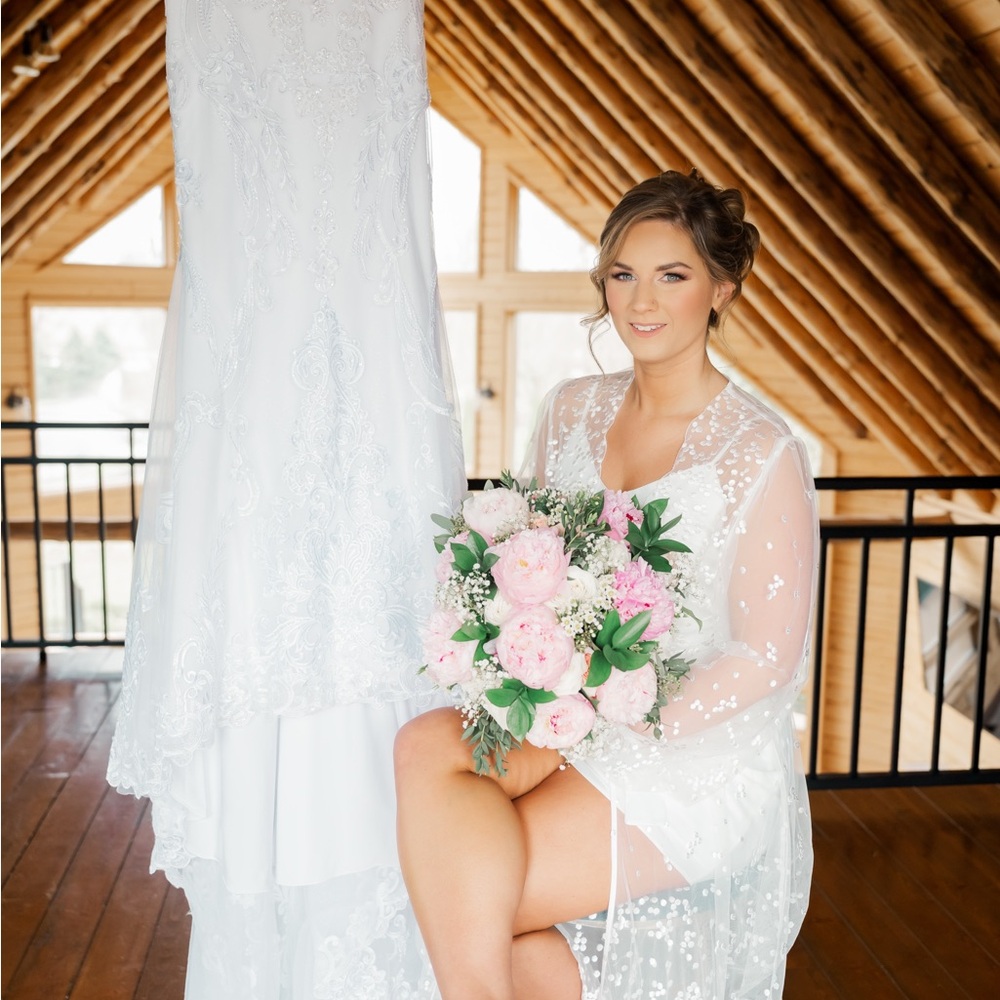 Adelina Spot Lace Maxi Bridal Robe - Includes Slip
